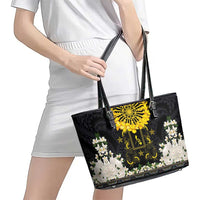 Flores de Mayo and Filipino Fiesta Leather Tote Bag The Sun-Jasmine and Polynesian Yakan Tattoo Barong Style