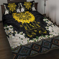 Flores de Mayo and Filipino Fiesta Quilt Bed Set The Sun-Jasmine and Polynesian Yakan Tattoo Barong Style LT03 Black - Polynesian Pride