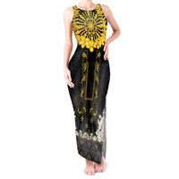 Flores de Mayo and Filipino Fiesta Tank Maxi Dress The Sun-Jasmine and Polynesian Yakan Tattoo Barong Style