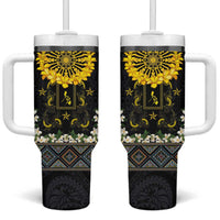 Flores de Mayo and Filipino Fiesta Tumbler With Handle The Sun-Jasmine and Polynesian Yakan Tattoo Barong Style