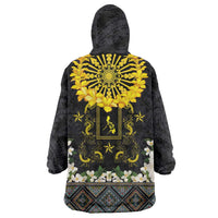 Flores de Mayo and Filipino Fiesta Wearable Blanket Hoodie The Sun-Jasmine and Polynesian Yakan Tattoo Barong Style
