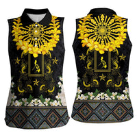 Flores de Mayo and Filipino Fiesta Women Sleeveless Polo Shirt The Sun-Jasmine and Polynesian Yakan Tattoo Barong Style LT03 - Polynesian Pride