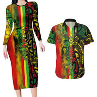 Aotearoa Reggae Couples Matching Long Sleeve Bodycon Dress and Hawaiian Shirt Maori Reggae-One Love