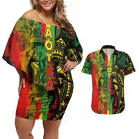 Aotearoa Reggae Couples Matching Off Shoulder Short Dress and Hawaiian Shirt Maori Reggae-One Love
