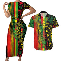 Aotearoa Reggae Couples Matching Short Sleeve Bodycon Dress and Hawaiian Shirt Maori Reggae-One Love