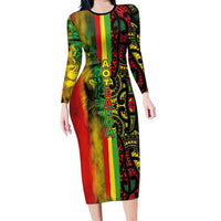 Aotearoa Reggae Family Matching Long Sleeve Bodycon Dress and Hawaiian Shirt Maori Reggae-One Love