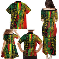Aotearoa Reggae Family Matching Puletasi and Hawaiian Shirt Maori Reggae-One Love