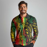 Aotearoa Reggae Long Sleeve Polo Shirt Maori Reggae-One Love