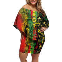 Aotearoa Reggae Off Shoulder Short Dress Maori Reggae-One Love