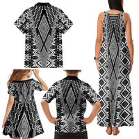 Aotearoa Tukutuku and Poutama Motif Classic Family Matching Tank Maxi Dress and Hawaiian Shirt