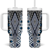 Blue Aotearoa Tukutuku and Poutama Motif Tumbler With Handle