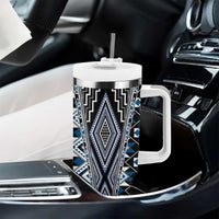 Blue Aotearoa Tukutuku and Poutama Motif Tumbler With Handle