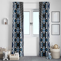 Blue Aotearoa Tukutuku and Poutama Motif Window Curtain
