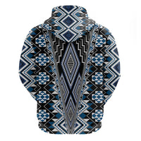 Blue Aotearoa Tukutuku and Poutama Motif Zip Hoodie LT03 - Polynesian Pride