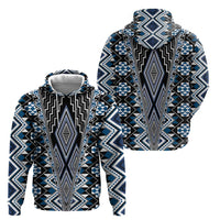 Blue Aotearoa Tukutuku and Poutama Motif Zip Hoodie LT03 - Polynesian Pride