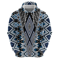 Blue Aotearoa Tukutuku and Poutama Motif Zip Hoodie LT03 - Polynesian Pride
