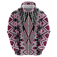 Pink Aotearoa Tukutuku and Poutama Motif Hoodie