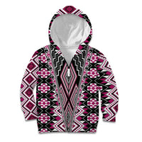 Pink Aotearoa Tukutuku and Poutama Motif Kid Hoodie