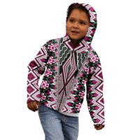 Pink Aotearoa Tukutuku and Poutama Motif Kid Hoodie
