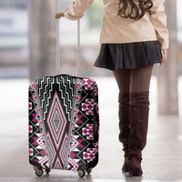 Pink Aotearoa Tukutuku and Poutama Motif Luggage Cover