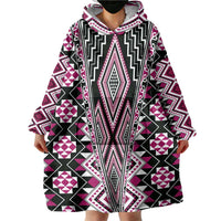 Pink Aotearoa Tukutuku and Poutama Motif Wearable Blanket Hoodie