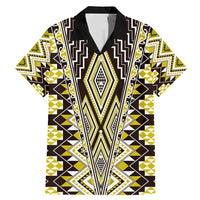 Yellow Aotearoa Tukutuku and Poutama Motif Family Matching Mermaid Dress and Hawaiian Shirt