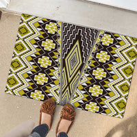 Yellow Aotearoa Tukutuku and Poutama Motif Rubber Doormat LT03 - Polynesian Pride