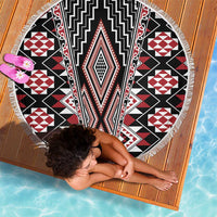 Red Aotearoa Tukutuku and Poutama Motif Beach Blanket