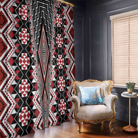 Red Aotearoa Tukutuku and Poutama Motif Window Curtain