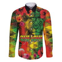 Hawaiian Reggae Family Matching Mermaid Dress and Hawaiian Shirt Tropical Plants and Tribal Kakau Tattoo-One Love Jawaiian