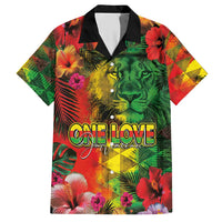 Hawaiian Reggae Hawaiian Shirt Tropical Plants and Tribal Kakau Tattoo-One Love Jawaiian