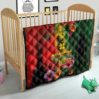 Hawaiian Reggae Quilt Tropical Plants and Tribal Kakau Tattoo-One Love Jawaiian