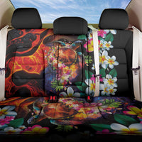 Hawaiian Lei Day Back Car Seat Cover Colorful Plumeria and Volcanic Turtle with Abstract Lava Texture