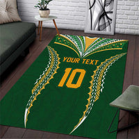 Custom Cook Islands Rugby League Area Rug Tatau Tribal Pattern-Special Edition Green Color