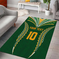 Custom Cook Islands Rugby League Area Rug Tatau Tribal Pattern-Special Edition Green Color