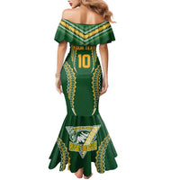 Custom Cook Islands Rugby League Family Matching Mermaid Dress and Hawaiian Shirt Tatau Tribal Pattern-Special Edition Green Color LT03 - Polynesian Pride