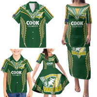 Custom Cook Islands Rugby League Family Matching Puletasi and Hawaiian Shirt Tatau Tribal Pattern-Special Edition Green Color LT03 - Polynesian Pride