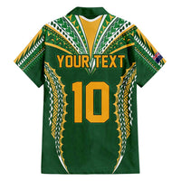 Custom Cook Islands Rugby League Family Matching Puletasi and Hawaiian Shirt Tatau Tribal Pattern-Special Edition Green Color LT03 - Polynesian Pride