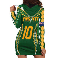 Custom Cook Islands Rugby League Hoodie Dress Tatau Tribal Pattern-Special Edition Green Color LT03 - Polynesian Pride