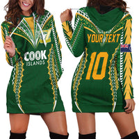 Custom Cook Islands Rugby League Hoodie Dress Tatau Tribal Pattern-Special Edition Green Color LT03 - Polynesian Pride