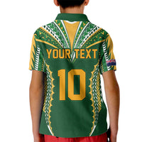 Custom Cook Islands Rugby League Kid Polo Shirt Tatau Tribal Pattern-Special Edition Green Color