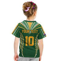Custom Cook Islands Rugby League Kid T Shirt Tatau Tribal Pattern-Special Edition Green Color LT03 - Polynesian Pride