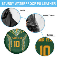 Custom Cook Islands Rugby League Spare Tire Cover Tatau Tribal Pattern-Special Edition Green Color