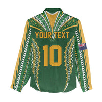 Custom Cook Islands Rugby League Women Casual Shirt Tatau Tribal Pattern-Special Edition Green Color LT03 - Polynesian Pride