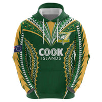 Custom Cook Islands Rugby League Zip Hoodie Tatau Tribal Pattern-Special Edition Green Color