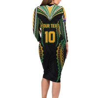Custom Cook Islands Rugby League Family Matching Long Sleeve Bodycon Dress and Hawaiian Shirt Tatau Tribal Pattern-Special Edition Black Color LT03 - Polynesian Pride
