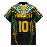 Custom Cook Islands Rugby League Family Matching Short Sleeve Bodycon Dress and Hawaiian Shirt Tatau Tribal Pattern-Special Edition Black Color LT03 - Polynesian Pride