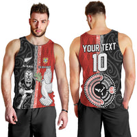 Custom Tonga and New Zealand Rugby Men Tank Top Maori Mix Ngatu Pattern