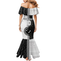 Custom Fiji and New Zealand Rugby Mermaid Dress Tapa Mix Maori Pattern