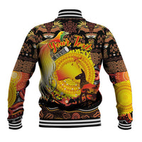 Personalized Australia and Papua New Guinea Together Baseball Jacket Kangaroo Aboriginal Art and Bird-of-paradise Oro Tribal Motifs LT03 - Polynesian Pride